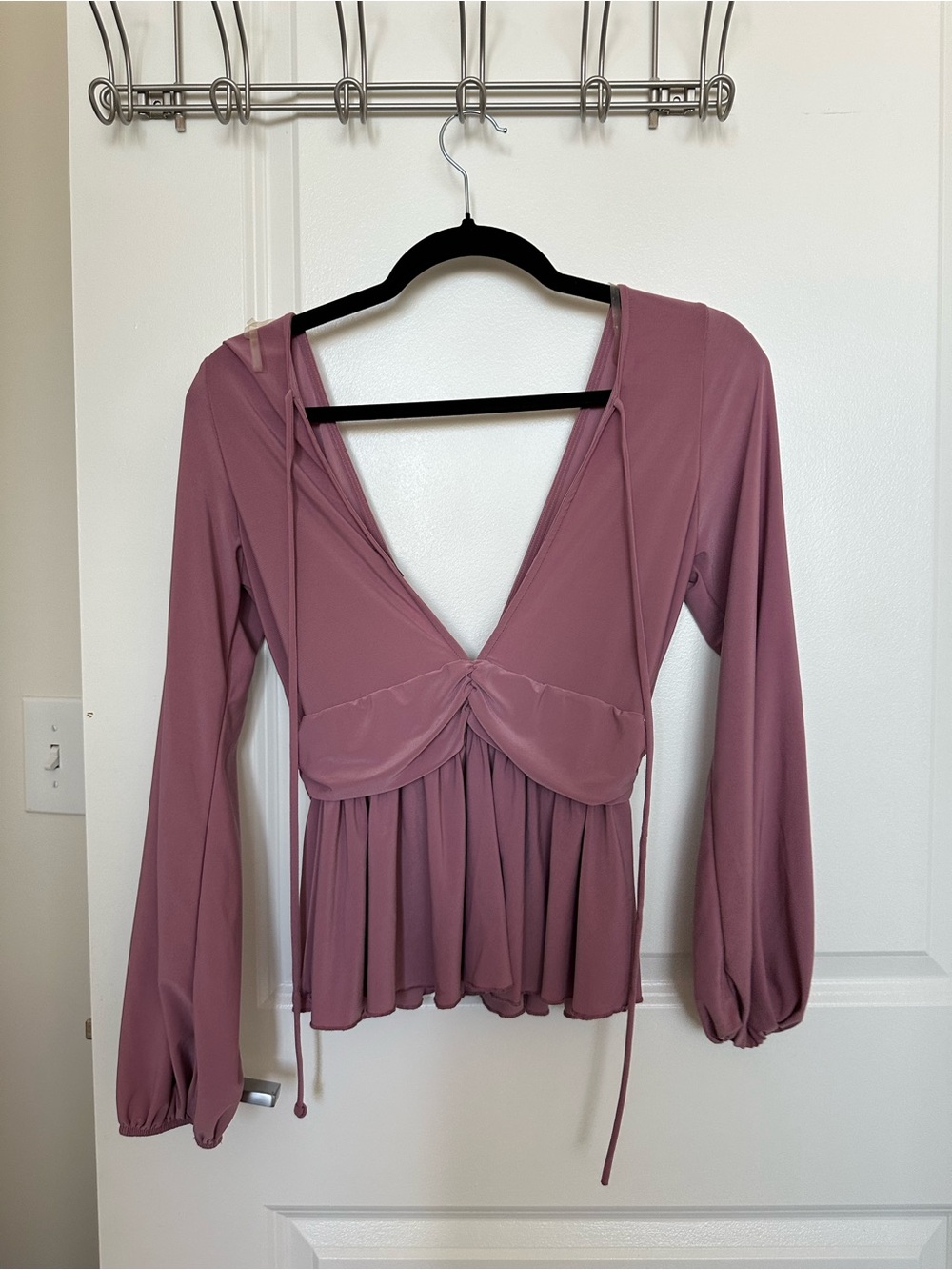 Pink Plunge Neck Top